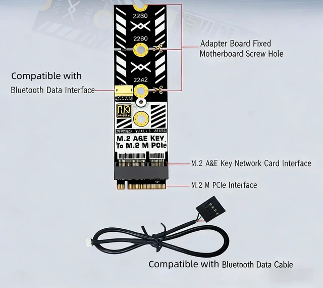 Alt view image 3 of 7 - PH4203 M2 A+E Key to M Key SSD Adapter Card m2 Wi Fi Slot to M Key Converter Modular Design Compatible with NVMe 2242 2260 2280 SSD
