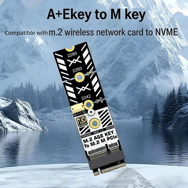 Alt view image 2 of 7 - PH4203 M2 A+E Key to M Key SSD Adapter Card m2 Wi Fi Slot to M Key Converter Modular Design Compatible with NVMe 2242 2260 2280 SSD