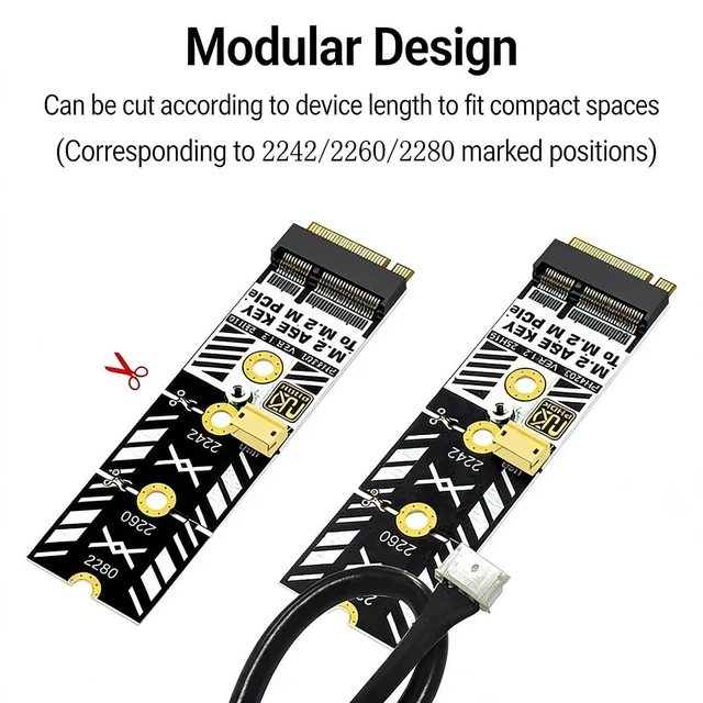 Alt view image 6 of 7 - PH4203 M2 A+E Key to M Key SSD Adapter Card m2 Wi Fi Slot to M Key Converter Modular Design Compatible with NVMe 2242 2260 2280 SSD