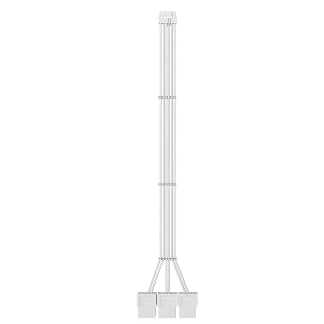 Main image of PCIe 5.0 12+4Pin to 3× PCIe 8Pin GPU Power Cable, Nylon Braided Extension Cord, 18AWG, 340mm/13.38in, Compatible with RTX 3090Ti & RTX 40 Series Graphics Cards (All White)