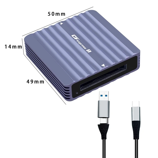 Alt view image 4 of 7 - PH862B CF Express A/B CFE Card Reader 10G USB3.2 High Speed with Aluminum Alloy Heat-Sink C to C/A Cable Compatible with Z6/Z7 1DX3 (PH862B-24 for CFE B Card)