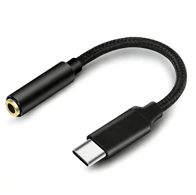 Main image of USB C to 3.5mm Audio Adapter Male to Female Headphone Jack Converter Compatible with Android Phones USB C Devices Aluminum Shell (Black)