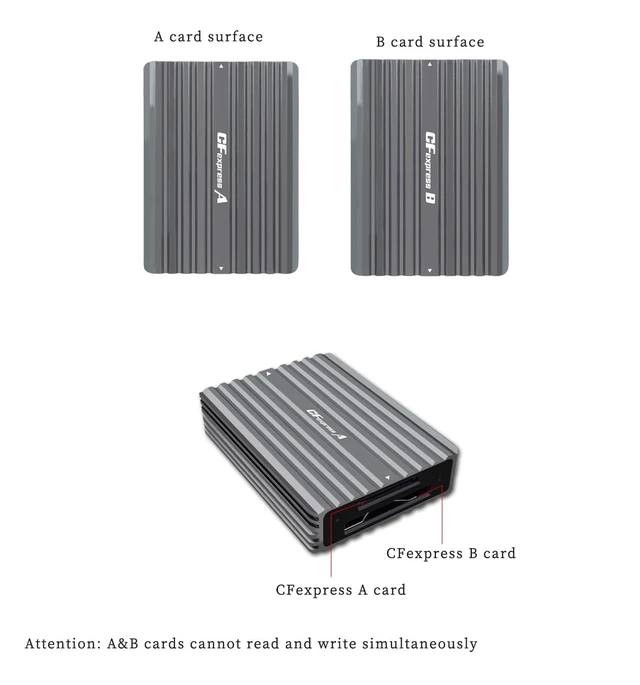 Alt view image 5 of 7 - PH862B CF Express A/B CFE Card Reader 10G USB3.2 High Speed with Aluminum Alloy Heat-Sink C to C/A Cable Compatible with Z6/Z7 1DX3 (PH862B for CFE A/B Card)