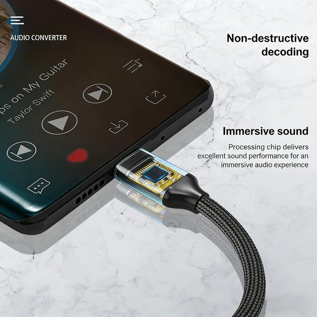 Alt view image 5 of 7 - USB C to 3.5mm Audio Adapter Male to Female Headphone Jack Converter Compatible with Android Phones USB C Devices Aluminum Shell (Black)