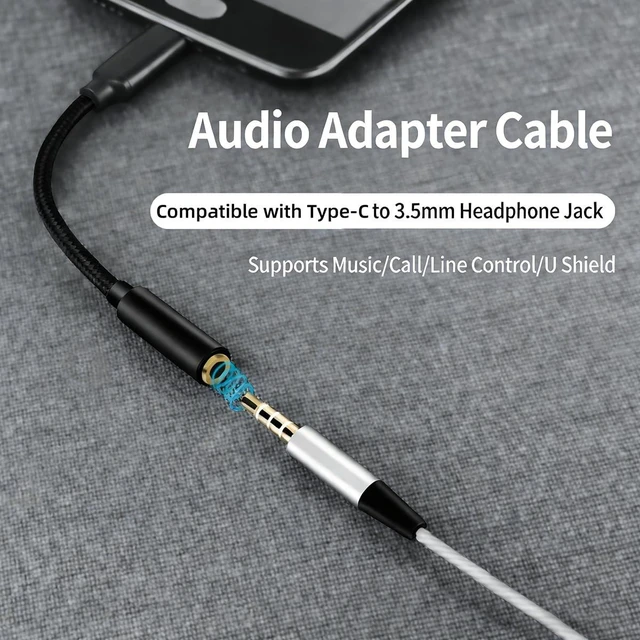 Alt view image 2 of 7 - USB C to 3.5mm Audio Adapter Male to Female Headphone Jack Converter Compatible with Android Phones USB C Devices Aluminum Shell (Black)