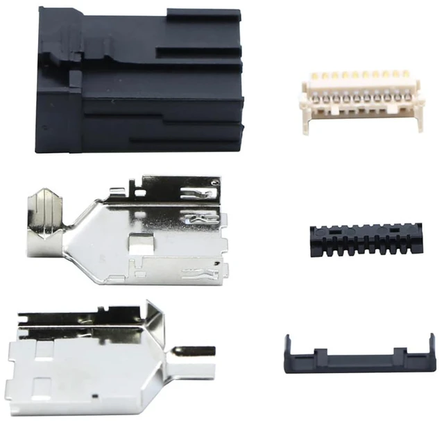 Main image of E Type 19Pin Male Solder Connector Compatible with HDMI 6-Pack High-Performance Car, PC, Industrial, and Communication Equipment Connector Black ABS Molded Structure