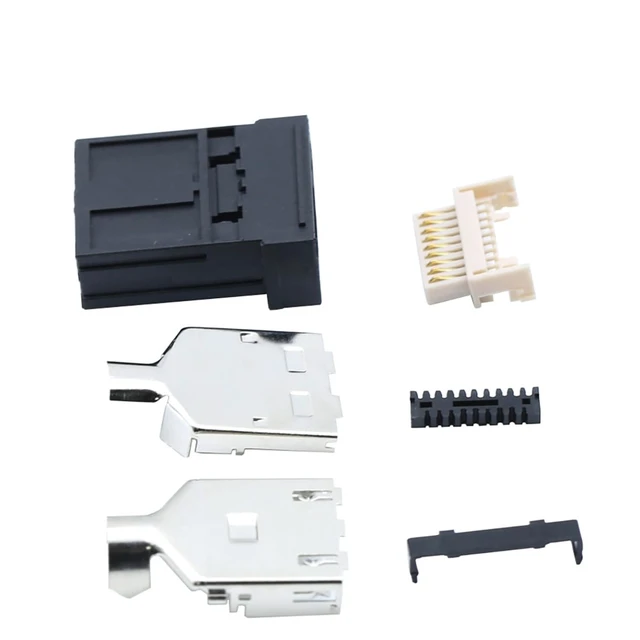 Alt view image 2 of 6 - E Type 19Pin Male Solder Connector Compatible with HDMI 6-Pack High-Performance Car, PC, Industrial, and Communication Equipment Connector Black ABS Molded Structure