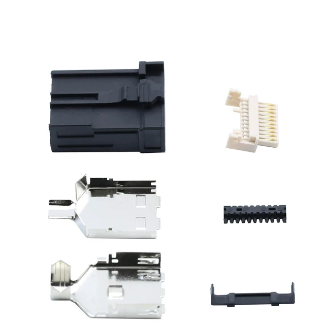 Alt view image 3 of 6 - E Type 19Pin Male Solder Connector Compatible with HDMI 6-Pack High-Performance Car, PC, Industrial, and Communication Equipment Connector Black ABS Molded Structure