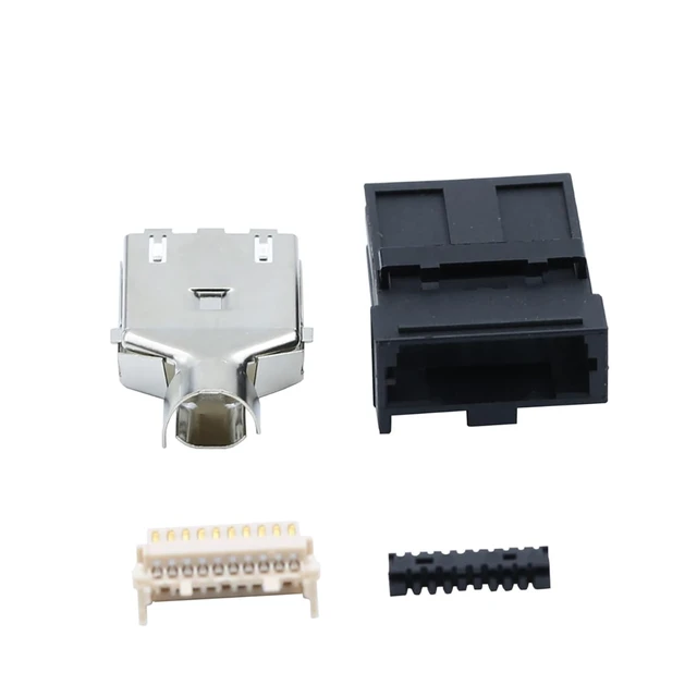 Alt view image 5 of 6 - E Type 19Pin Male Solder Connector Compatible with HDMI 6-Pack High-Performance Car, PC, Industrial, and Communication Equipment Connector Black ABS Molded Structure