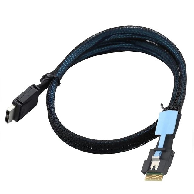 Alt view image 2 of 4 - Oculink SFF 8611 4i to Slimline SAS SFF 8654 4i Cable1m/39.37in