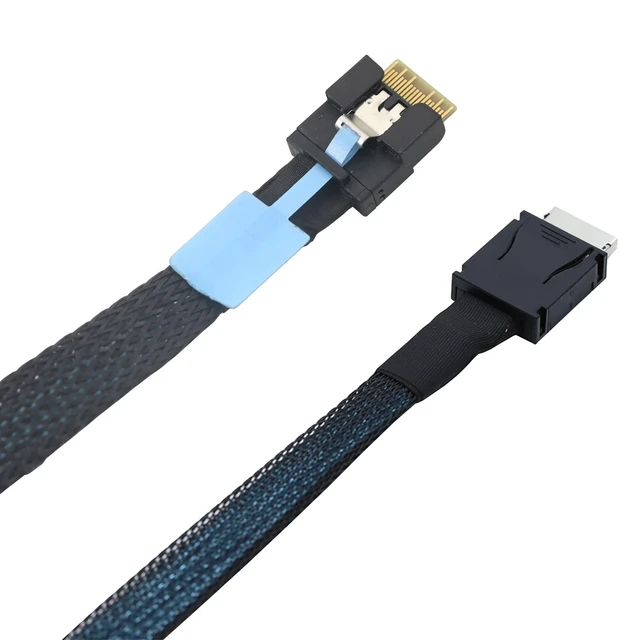 Alt view image 3 of 4 - Oculink SFF 8611 4i to Slimline SAS SFF 8654 4i Cable1m/39.37in