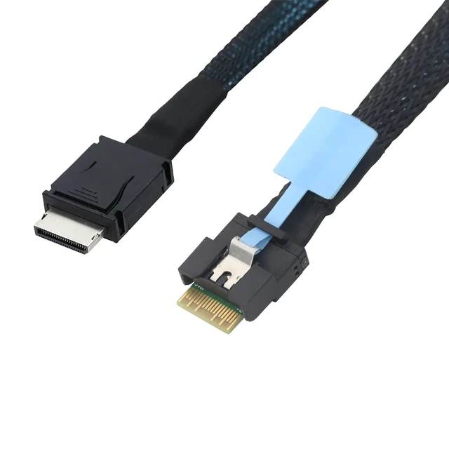 Alt view image 4 of 4 - Oculink SFF 8611 4i to Slimline SAS SFF 8654 4i Cable1m/39.37in