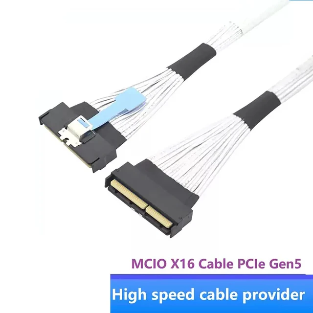 Alt view image 2 of 7 - MCIO 16X to MCIO 16X PCIe 5.0 Cable 124-Pin 32GT/s, 30AWG P5, Industrial Grade -40°C~+85°C, 0.5A, 30V (0.5M/19.68in)