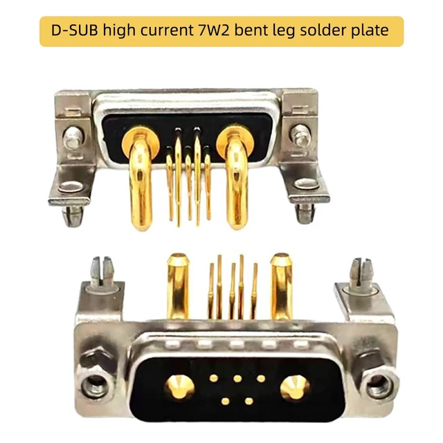 Alt view image 2 of 7 - D Sub 7W2 Male PCB Connector Right Angle High Current Solder1Male