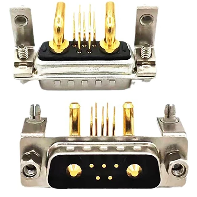 Alt view image 6 of 7 - D Sub 7W2 Male PCB Connector Right Angle High Current Solder1Male