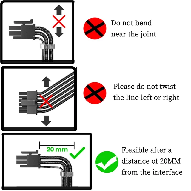 Alt view image 5 of 7 - PCIe5.0 12+4Pin GPU Power Cable 70cm Male-to-Male Module Cable High-Conductivity for Motherboard Assembly and PSU Connection (Black)