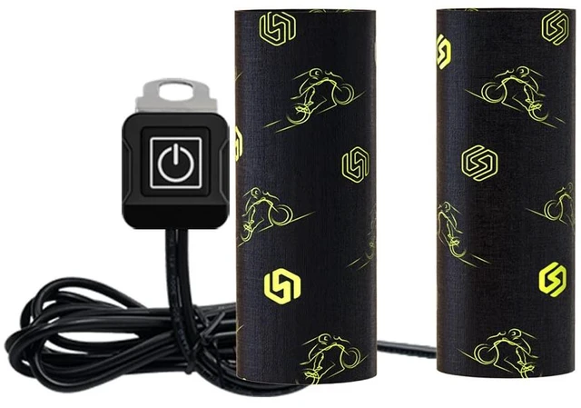 Main image of Heated Motorcycle Handlebar Grips 12V with Smart Temperature Control 3-Level Adjustable Aramid Fiber Hand Warmers with Mount, IP67 Waterproof, Anti-Slip Pattern Design for All 12V Motorbikes