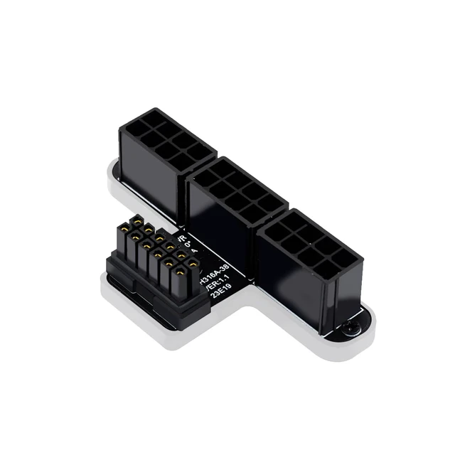 Main image of PH316-38 3 * 8P to ATX3.0 12VHPWR 12+4P Power Adapter 600W 180 Degree Power Steering Connector Support 40 Series Graphics Cards (PH316-38A Sliver)