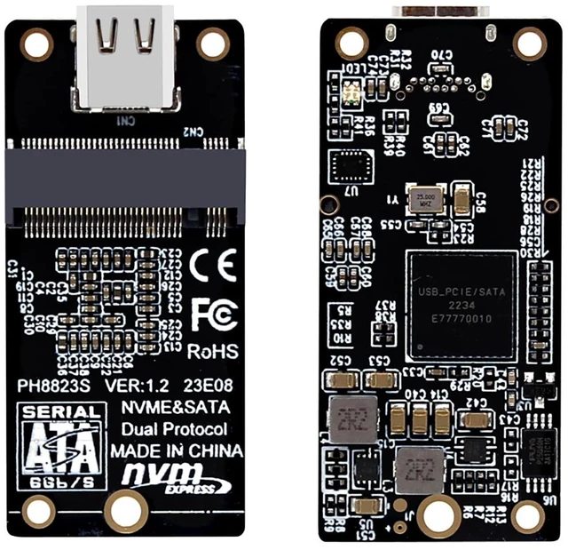 Alt view image 3 of 6 - M. 2 NVMe/NGFF to USB C USB3.1 Solid State Hard Disk Adapter 10Gbps Compatible with M. 2 2230, 2242, 2260, 2280 SSD (PH80-581, Dual Protocol)