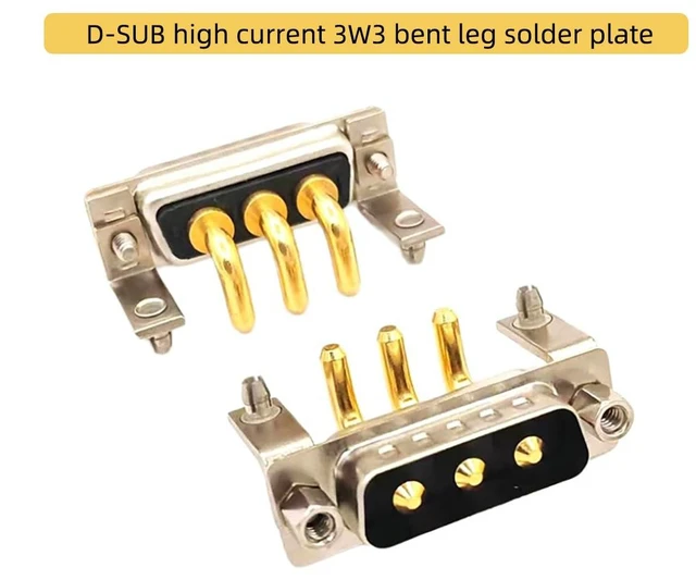 Alt view image 3 of 7 - D Sub 3W3 Male PCB Connector Right Angle High Current Solder2Male