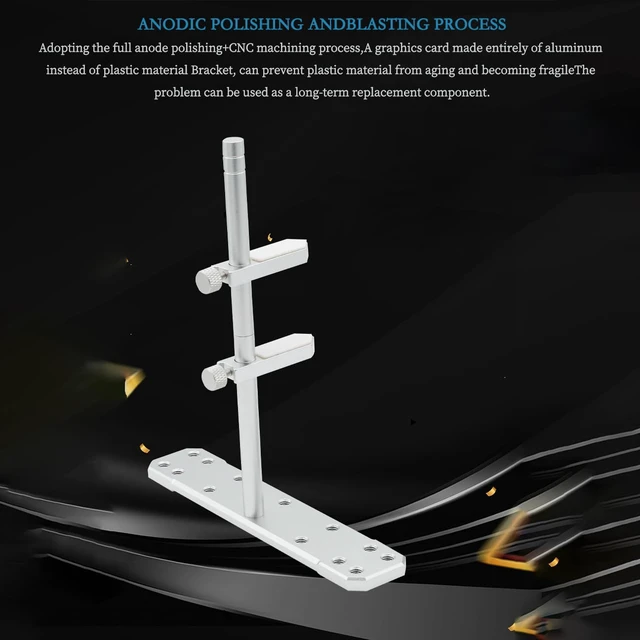 Alt view image 4 of 7 - Graphics Card Bracket Desktop Chassis Bracket Support Bar Aluminum Alloy Height Adjustment for Computer Host Fan Protection (Double Layer 6.1in, Silver)