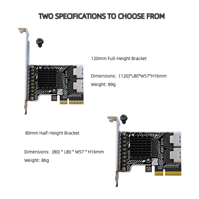 Alt view image 2 of 7 - PCIe SATA Card 2 Port SFF 8087 8 Port SATA 6Gbps Expansion