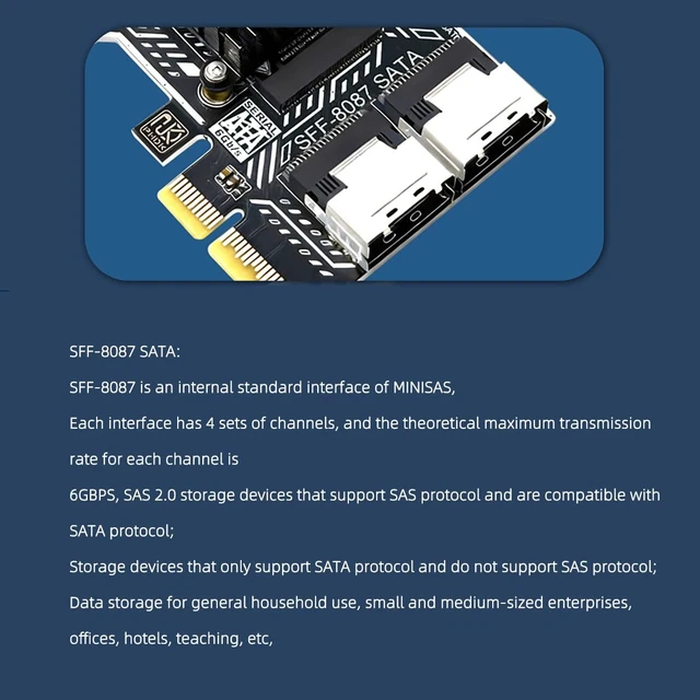 Alt view image 4 of 7 - PCIe SATA Card 2 Port SFF 8087 8 Port SATA 6Gbps Expansion