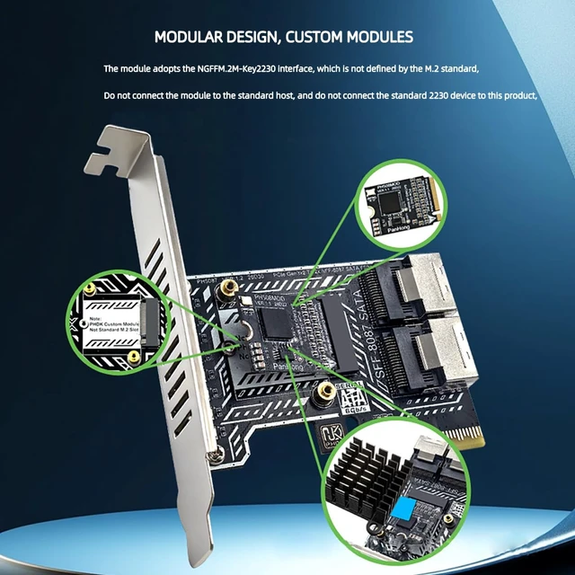 Alt view image 5 of 7 - PCIe SATA Card 2 Port SFF 8087 8 Port SATA 6Gbps Expansion