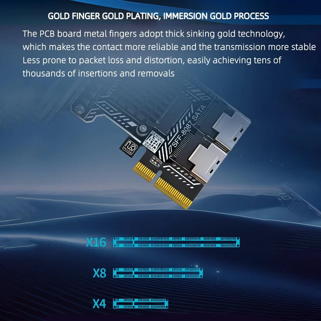 Alt view image 6 of 7 - PCIe SATA Card 2 Port SFF 8087 8 Port SATA 6Gbps Expansion