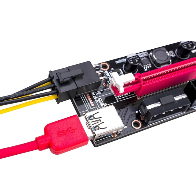 Alt view image 3 of 5 - VER009S Graphics Card PCIe Extender USB 3.0 Riser Integrated 4PIN 6PIN SATA15PIN Power Port for 1-16X