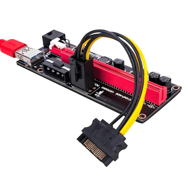 Alt view image 2 of 5 - VER009S Graphics Card PCIe Extender USB 3.0 Riser Integrated 4PIN 6PIN SATA15PIN Power Port for 1-16X