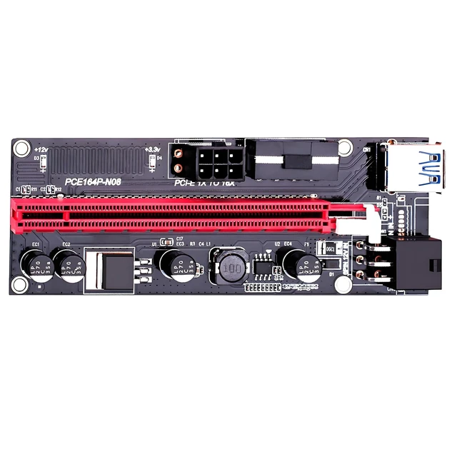 Alt view image 4 of 5 - VER009S Graphics Card PCIe Extender USB 3.0 Riser Integrated 4PIN 6PIN SATA15PIN Power Port for 1-16X