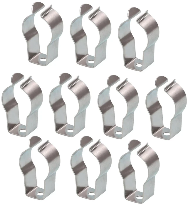 Main image of 10Pcs T6 Tube Clamp Spring Steel Clips Heavy Duty and Convenient Tool Lamp Holder for Fixing LED Lights Fixtures Indoor Use (Stainless Steel Clips)