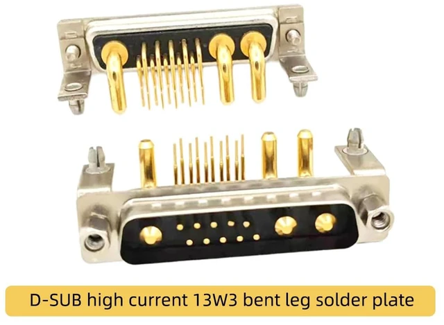 Alt view image 2 of 7 - D Sub 13W3 Male PCB Connector Right Angle High Current Solder2Male