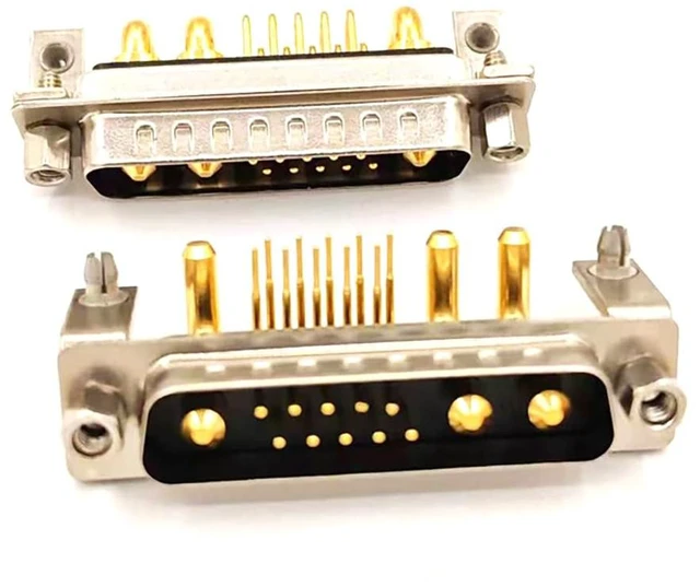 Alt view image 3 of 7 - D Sub 13W3 Male PCB Connector Right Angle High Current Solder2Male
