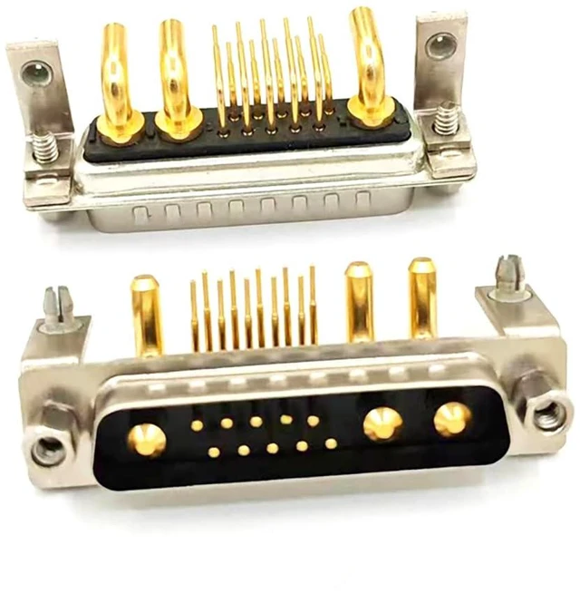 Alt view image 4 of 7 - D Sub 13W3 Male PCB Connector Right Angle High Current Solder2Male
