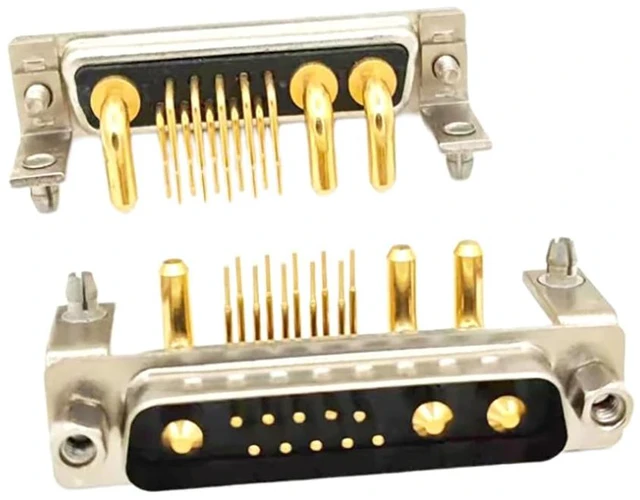 Alt view image 6 of 7 - D Sub 13W3 Male PCB Connector Right Angle High Current Solder2Male