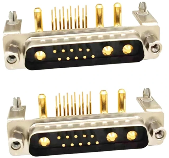 Alt view image 7 of 7 - D Sub 13W3 Male PCB Connector Right Angle High Current Solder2Male