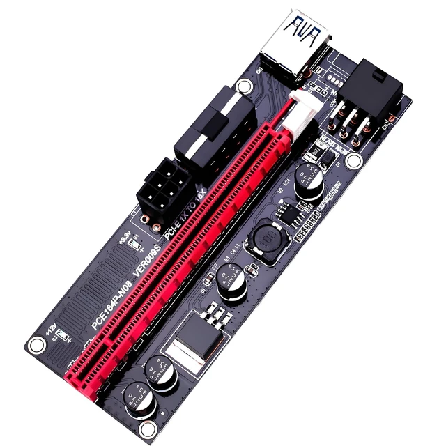 Alt view image 5 of 5 - VER009S Graphics Card PCIe Extender USB 3.0 Riser Integrated 4PIN 6PIN SATA15PIN Power Port for 1-16X