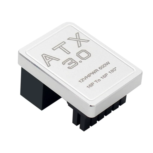 Main image of 12VHPWR ATX3.0 12+4 16P to 16P Power Header 600W Male to Female PCIe5.0 Graphics Card Power Converter 180 Degree (A Type Silver)