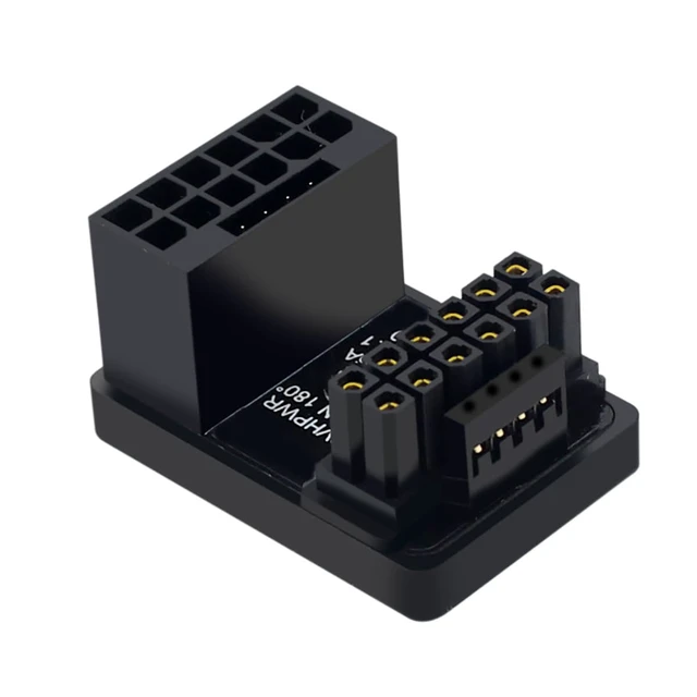 Main image of 12VHPWR ATX3.0 12+4 16P to 16P Power Header 600W Male to Female PCIe5.0 Graphics Card Power Converter 180 Degree (B Type Black)