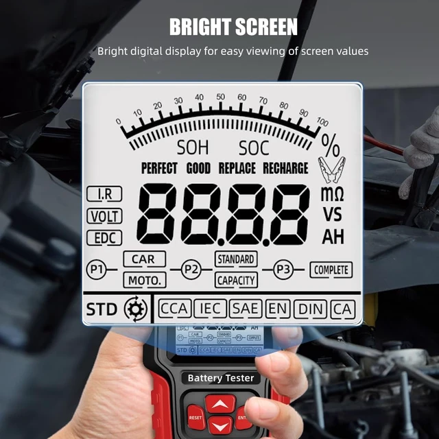 Alt view image 4 of 5 - Car Battery Tester 24V 12V Load Tester3~400AH, 40-2000CCA, Digital Automotive Battery Analyzer for Car Truck Motorcycle ATV SUV Boat Yacht