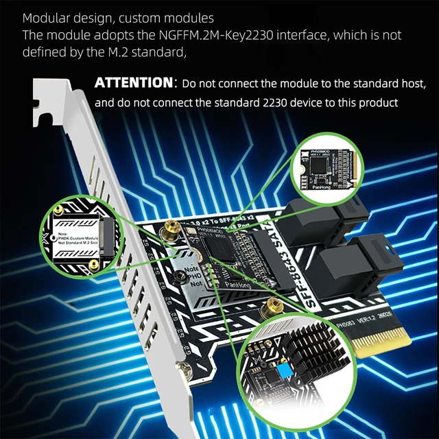 Alt view image 3 of 7 - PCIe SATA Card 2 Port SFF 8643 8 Port SATA 6Gbps Storage Expansion