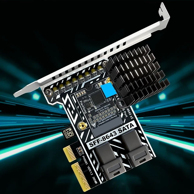 Alt view image 5 of 7 - PCIe SATA Card 2 Port SFF 8643 8 Port SATA 6Gbps Storage Expansion