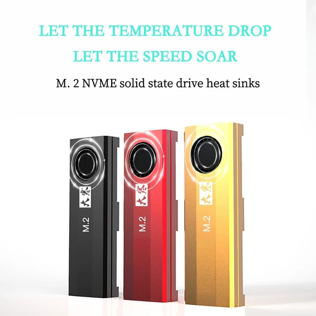 Alt view image 5 of 7 - M.2 NGFF NVMe SSD Heatsink with Turbo Cooling Fan and Thermal Silicone Pad 7000RPM Silent Fan, Tool-Free Installation, 7mm Height, Compatible with Desktop & Laptop M.2 2280 SSDs (Golden)