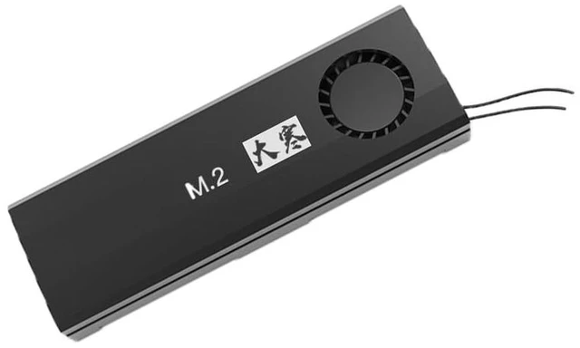 Main image of M.2 NGFF NVMe SSD Heatsink with Turbo Cooling Fan and Thermal Silicone Pad 7000RPM Silent Fan, Tool-Free Installation, 7mm Height, Compatible with Desktop & Laptop M.2 2280 SSDs (Black)