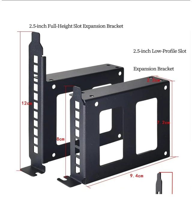 Alt view image 5 of 5 - PC Case PCI Slot Hard Drive Mounting Bracket, 2.5"/3.5" SSD HDD Expansion Holder for Desktop Tower Metal PCI Bracket , White (Full Height for 2.5in)