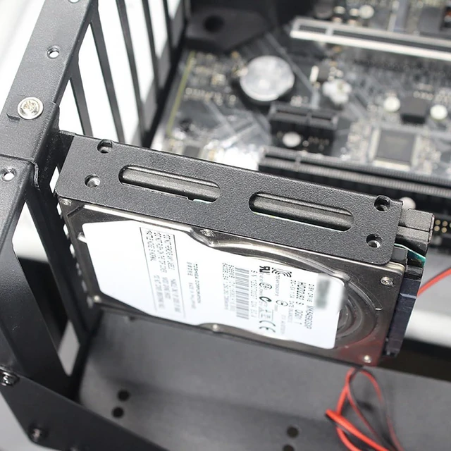 Alt view image 3 of 4 - PC Case PCI Slot Hard Drive Mounting Bracket, 2.5"/3.5" SSD HDD Expansion Holder for Desktop Tower Metal PCI Bracket , White (Full Height for 3.5in)