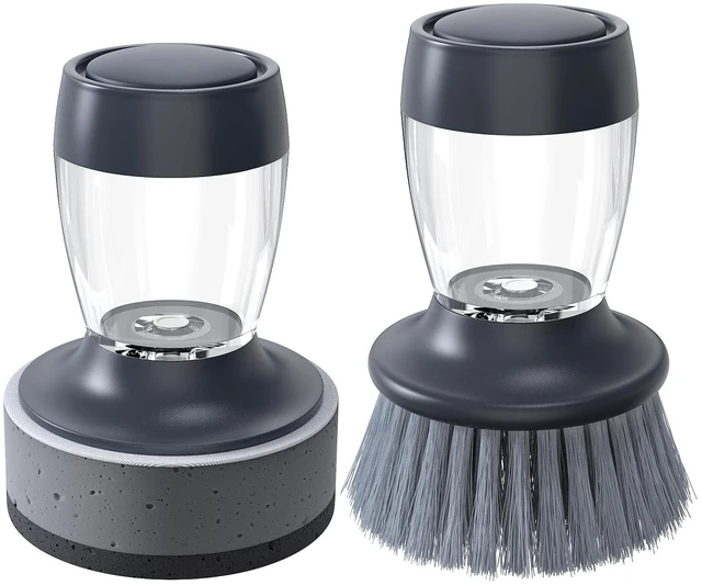 Main image of Dish Brush with soap DispenserNylon Bristles Dish Brush and a Scrub Sponge Dish Brush,Kitchen Brush for Dish Pot Pan and Sink CleaningDish Brush Pack of 2