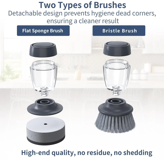 Alt view image 3 of 7 - Dish Brush with soap DispenserNylon Bristles Dish Brush and a Scrub Sponge Dish Brush,Kitchen Brush for Dish Pot Pan and Sink CleaningDish Brush Pack of 2